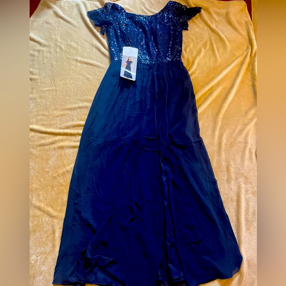 Elegant Navy Blue Sequin Dress